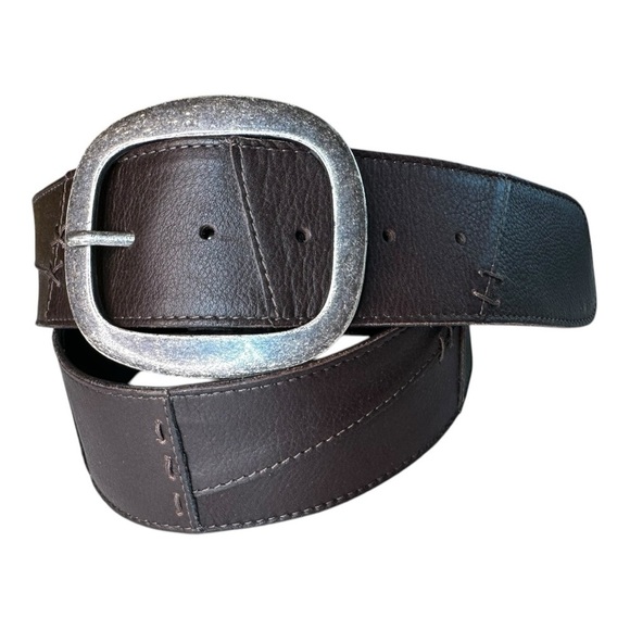 J. Jill Vintage Y2K Wide Genuine Leather Brown Patchwork Belt